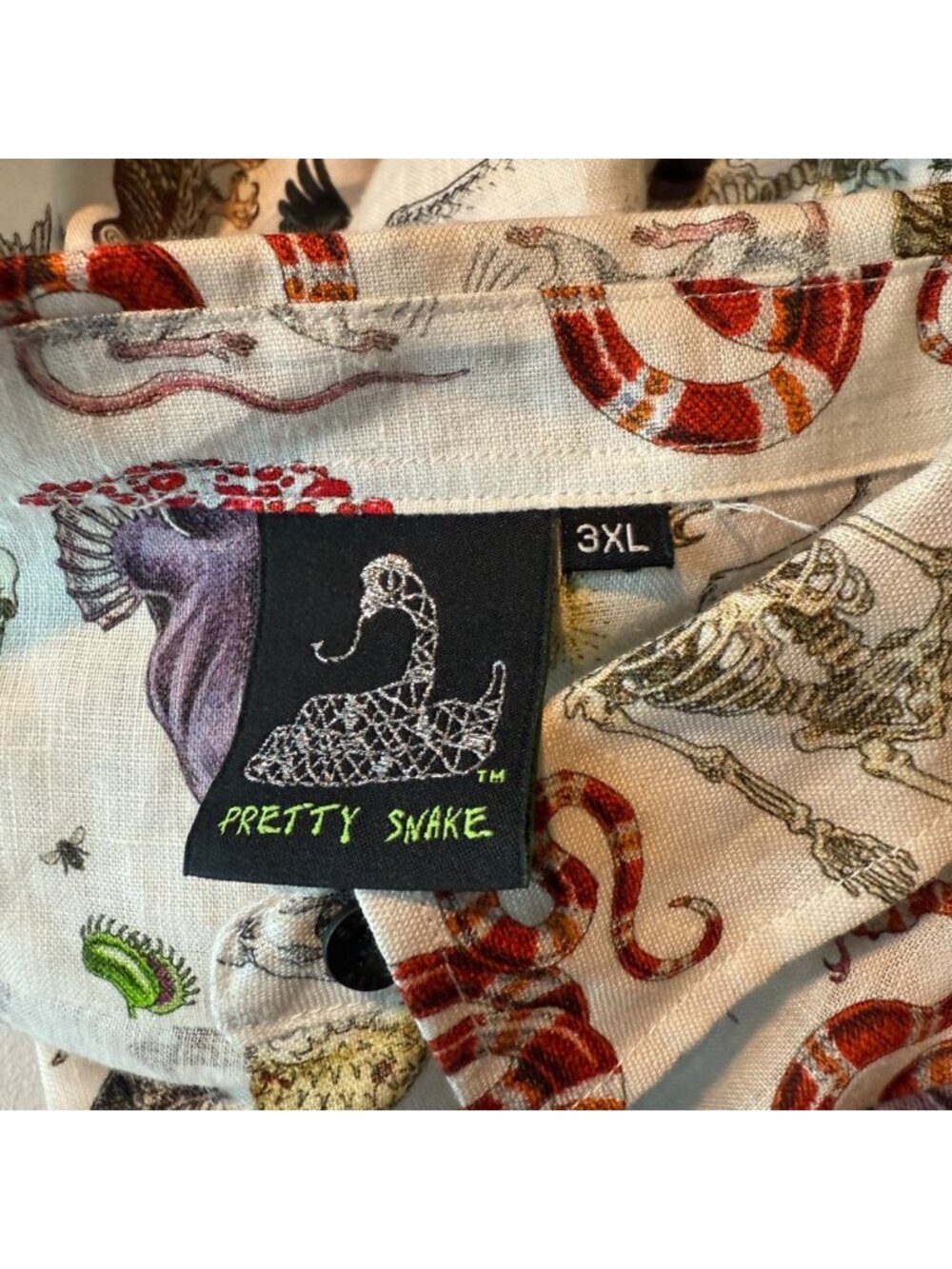 Pretty Snake Women 3XL Freak of Nature Shirt Dress 100% Linen Animal Skeleton - Picture 5 of 9